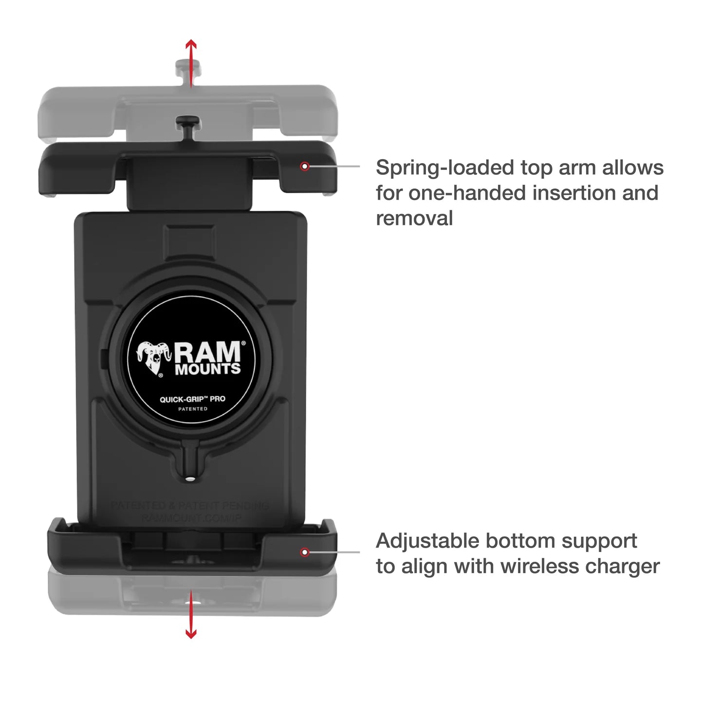 RAM MOUNTS | RAM Quick-Grip Pro XL Phone Mount with Handlebar U-Bolt Base - Medium