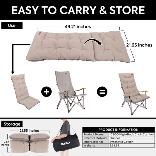 ICECO | Flannel Cushion for High-back Camping Chair