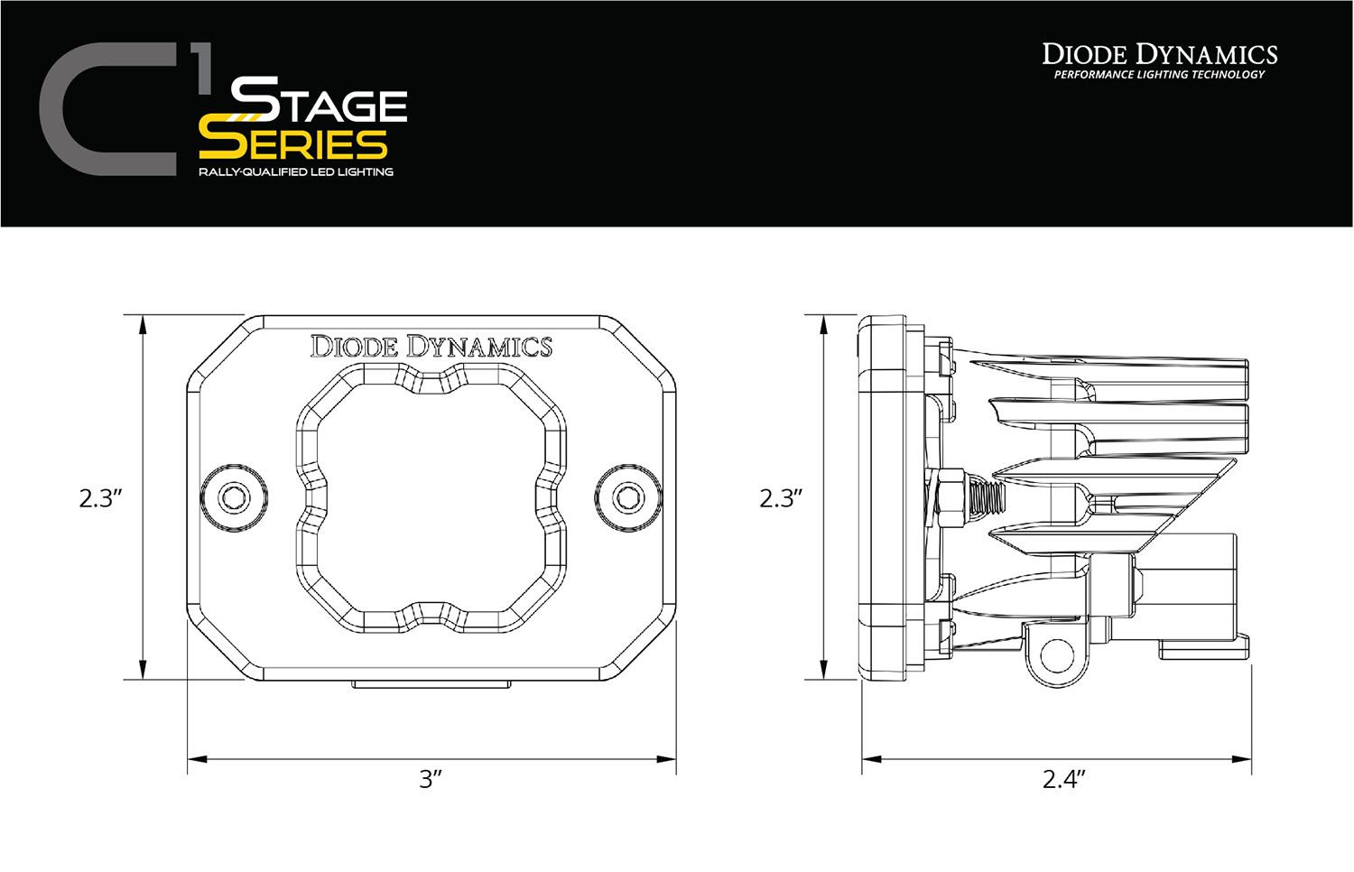 DIODE DYNAMICS | Stage Series C1R White Flood Flush Mount LED Pod (Pair)