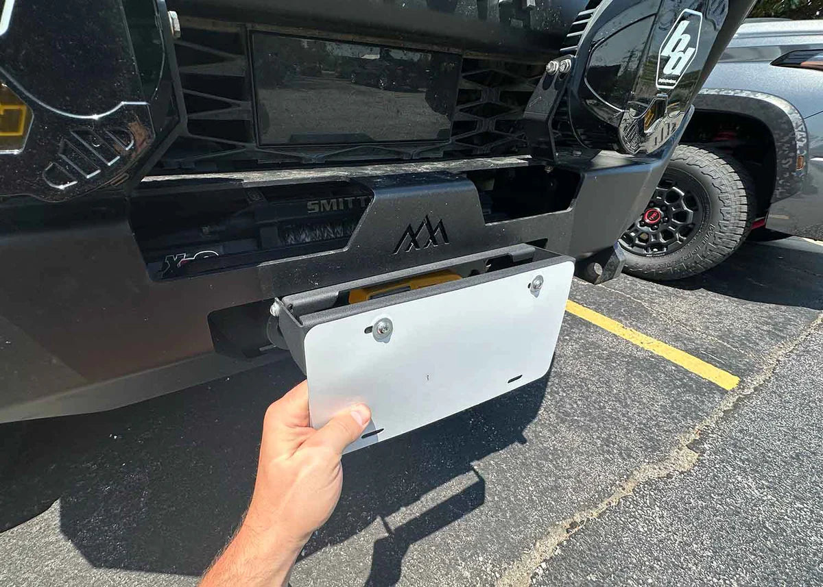 BACKWOODS ADVENTURE MODS | Flip Up Front License Plate Holder Hawse Fairlead (BW07-0001)