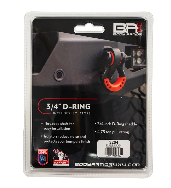 BODY ARMOR 4X4 | 3/4 Red D-Ring with Isolators Single (3204)