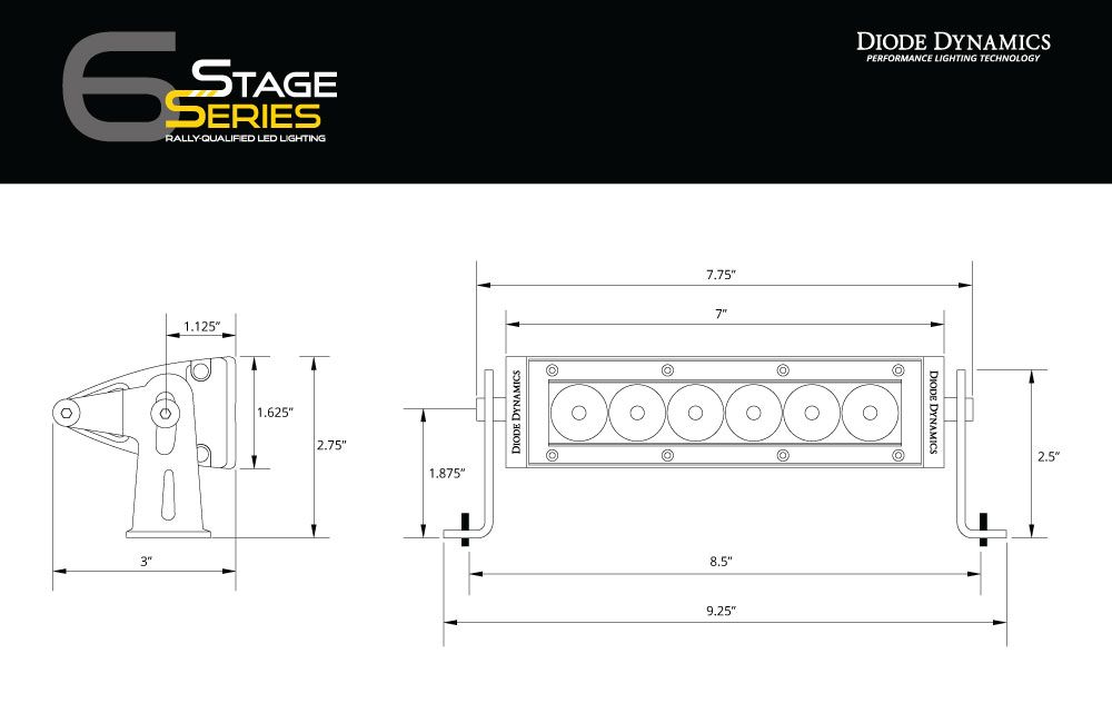 DIODE DYNAMICS | Stage Series 6" SAE/DOT White Light Bar (Pair)