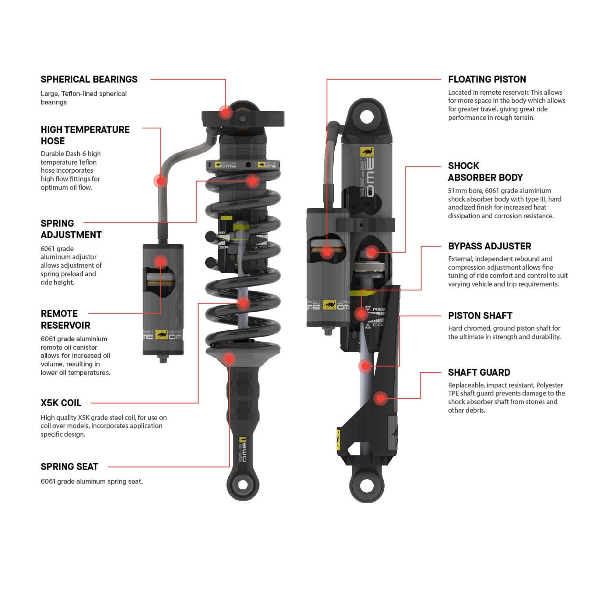 OLD MAN EMU | Land Cruiser 60 Series 1980-1989 Rear BP-51 Bypass Shock Absorber 2 Lift (BP5160032)