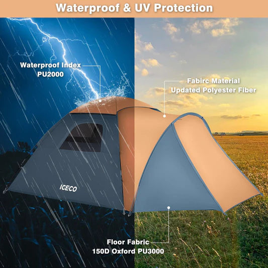 ICECO | All Season 4 People Camping Tent With 10°F Sleeping Bag