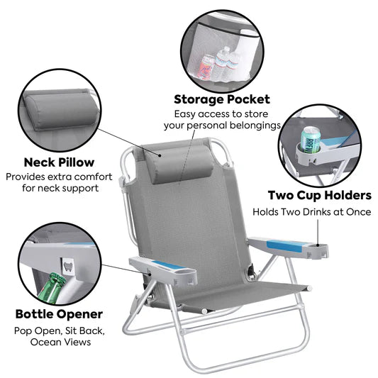 ICECO | BC75 Extra-Wide Backpack Beach Chair