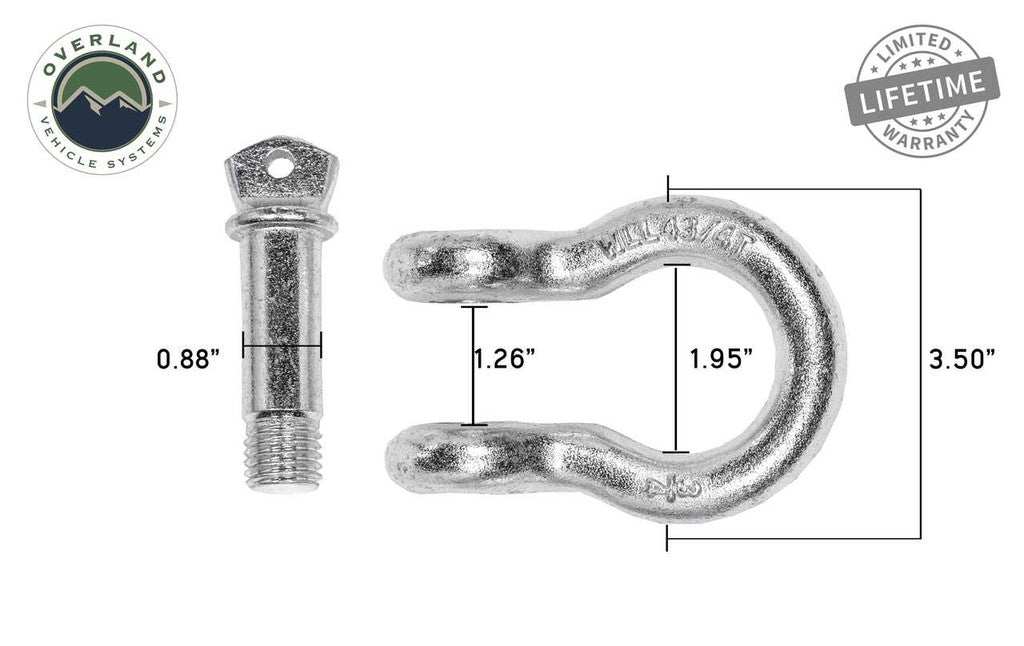 OVERLAND VEHICLE SYSTEMS | Recovery Shackle 3/4" 4.75 Ton Zinc (19019905)