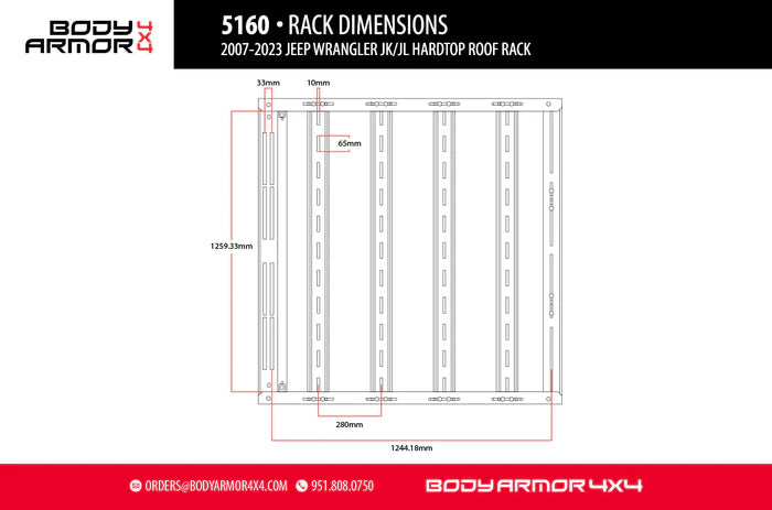 BODY ARMOR 4X4 | Jeep Wrangler JK & JL 2007-2024 Hardtop Roof Rack (5160)