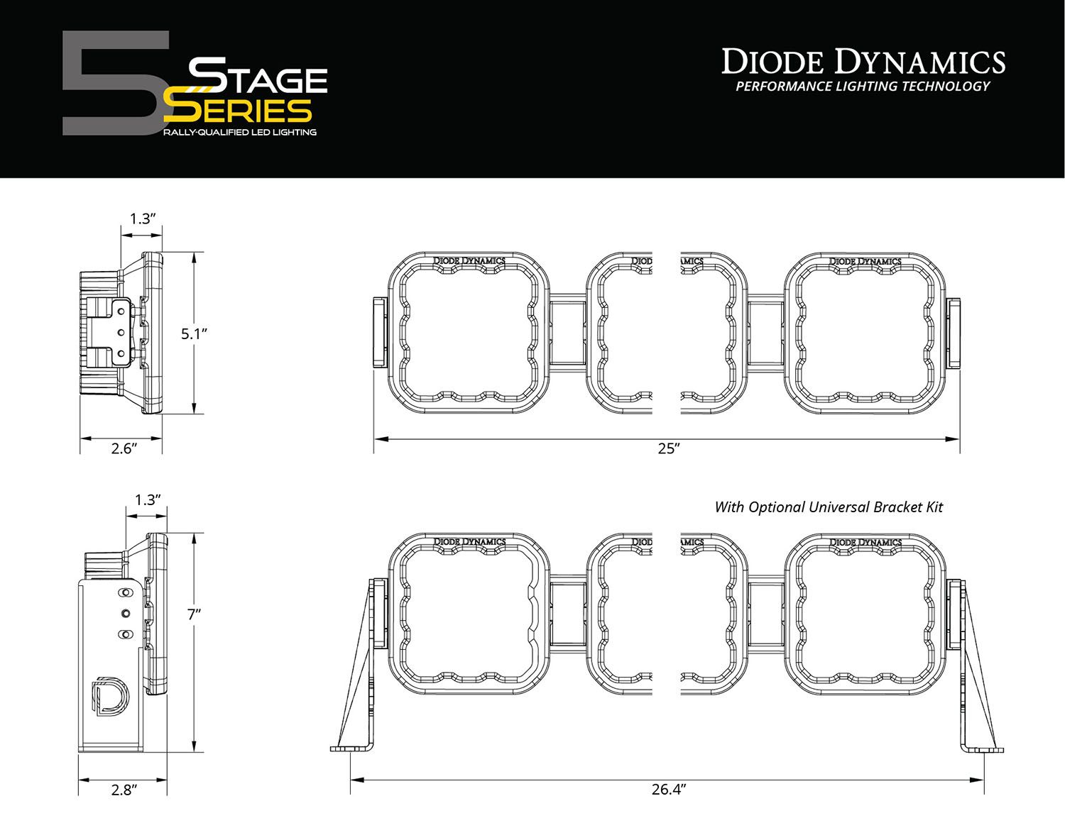 DIODE DYNAMICS | SS5 CrossLink 4-Pod LED Light Bar (One)