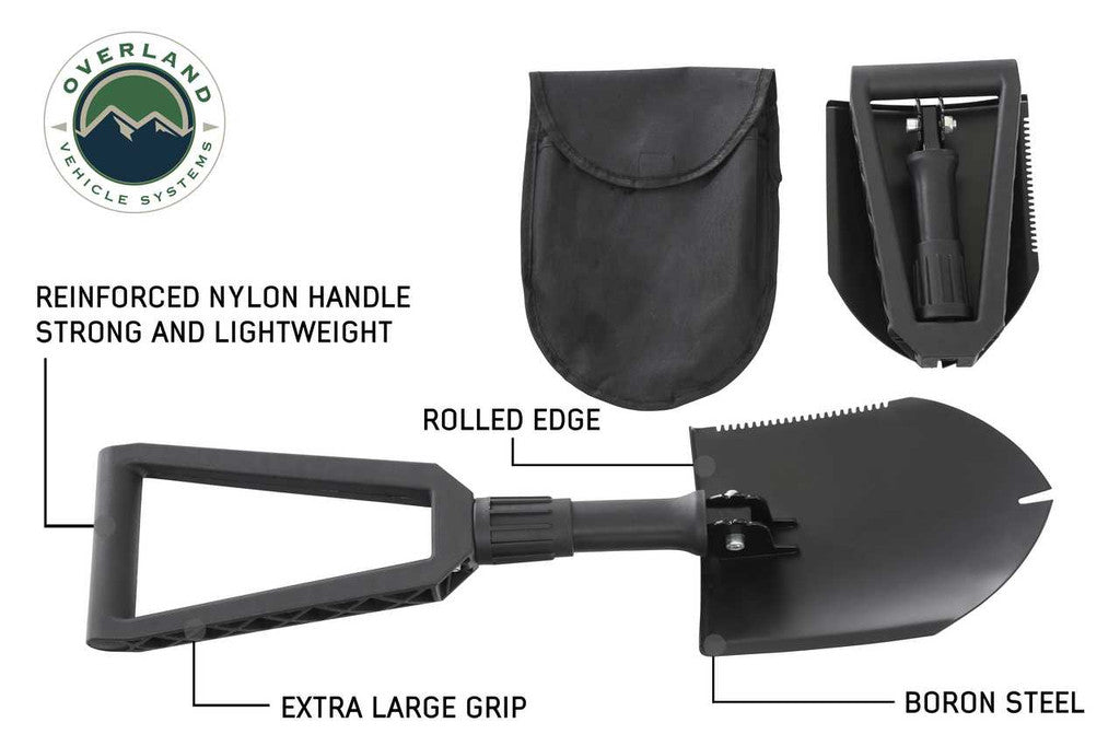 OVERLAND VEHICLE SYSTEMS | Multi Functional Military Style Utility Shovel With Nylon Carrying Case (19049901)