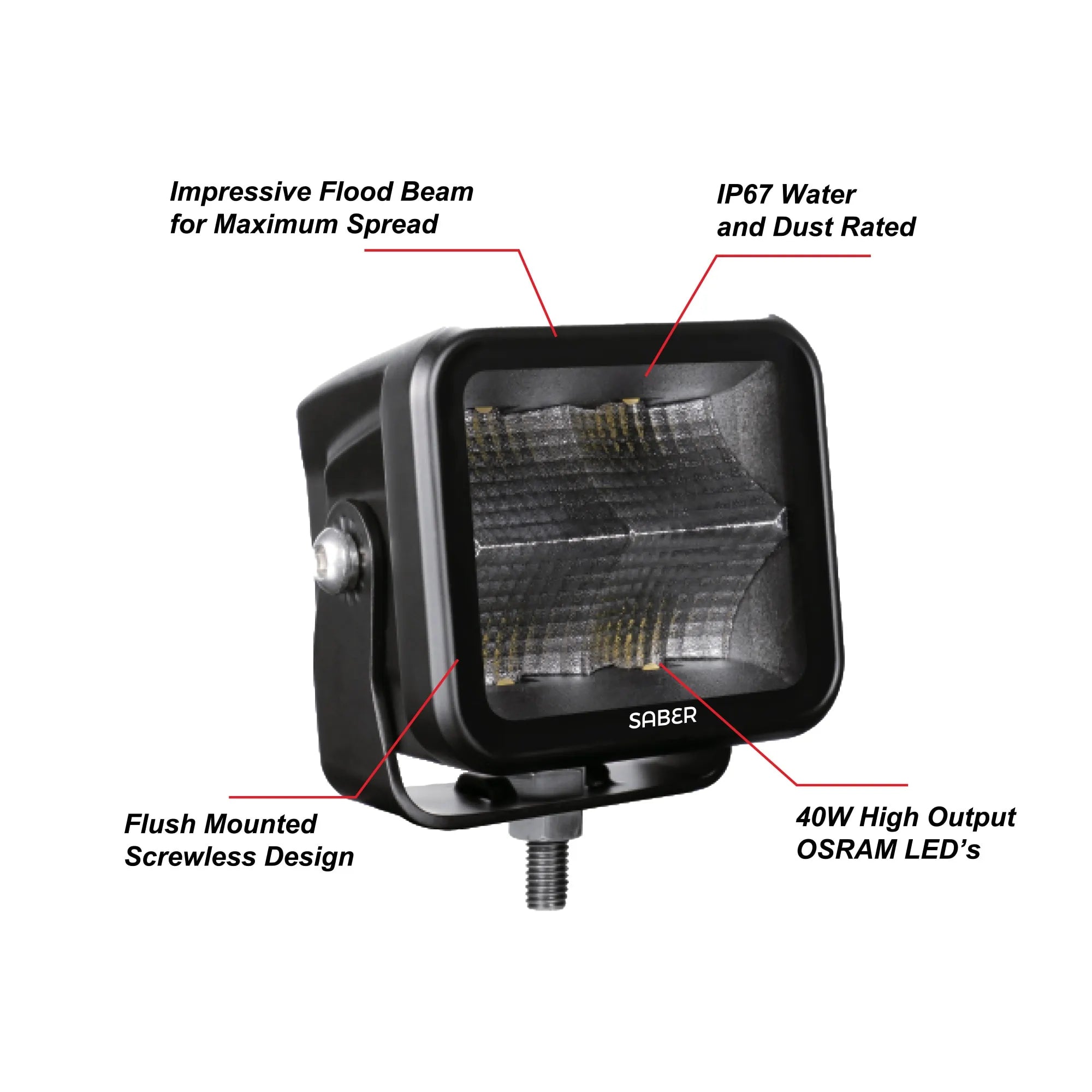 SABER OFFROAD | 3.2″ Work Light Flood Beam (SBL-W9540F)