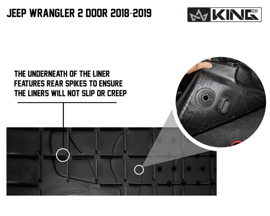 KING 4WD | Jeep Wrangler JL 2 Door 2018-2019 Premium Four-Season Floor Liners Front and Rear Passenger Area (28010601)