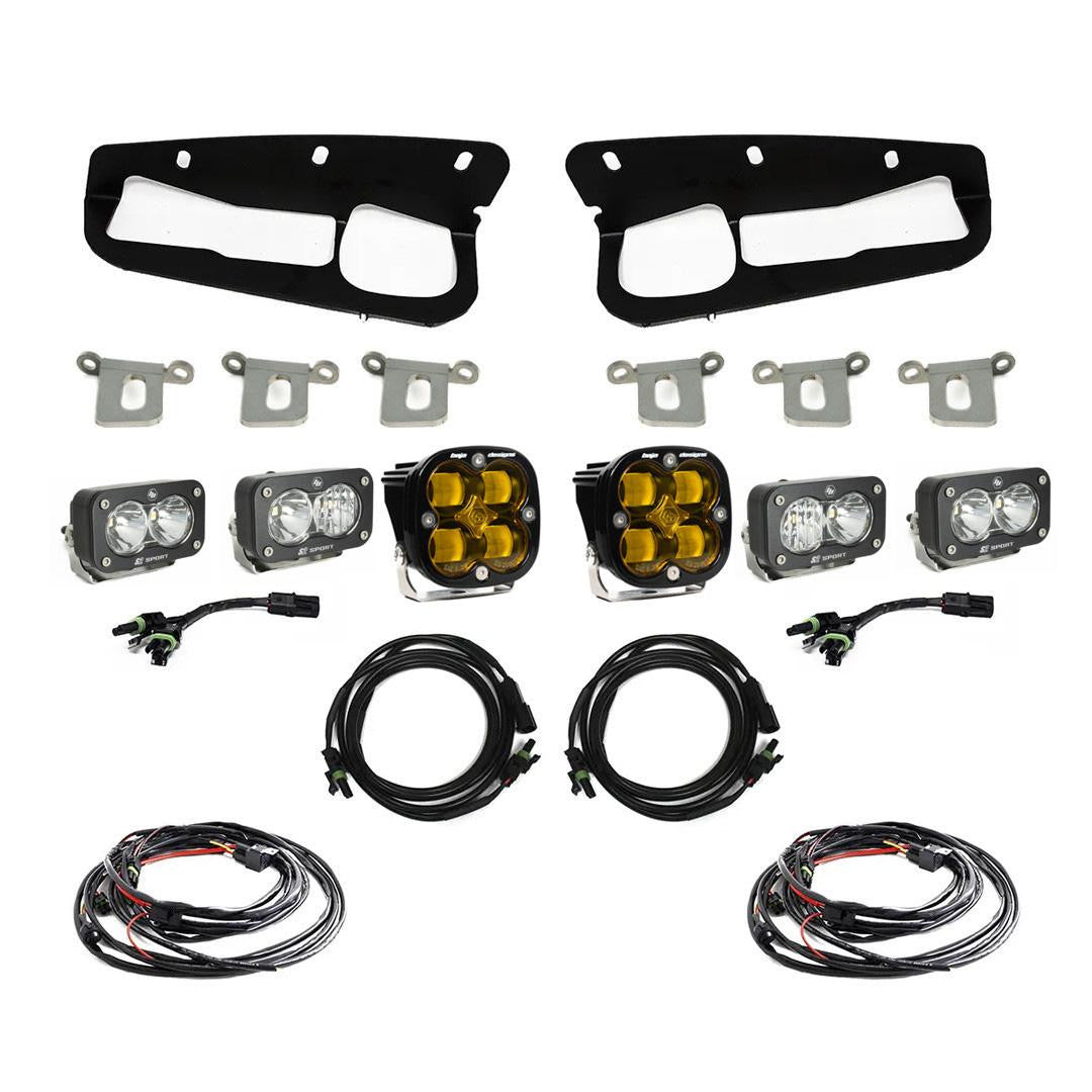 BAJA DESIGNS | Ford Bronco 2021-2023 Squadron SAE/Dual S2 Sport Steel Bumper Fog Pocket Light Kit Steel Bumper