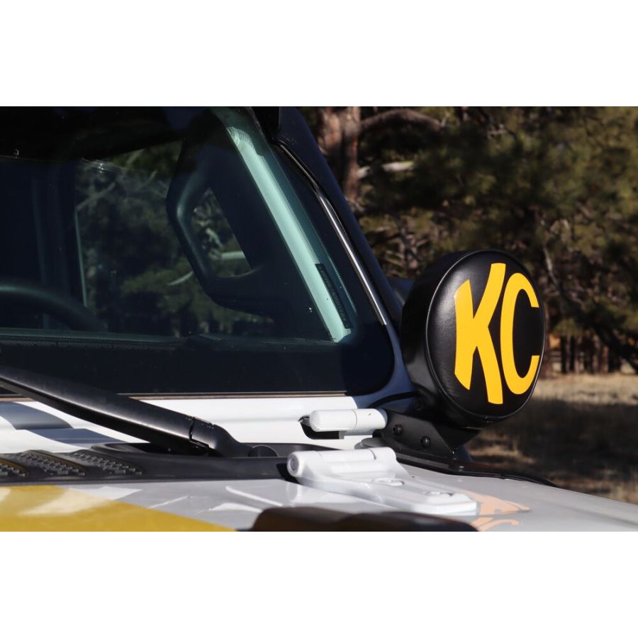 KC HILITES | Cover; 6" Vinyl Black w/ Yellow KC Soft (pr) (5102)