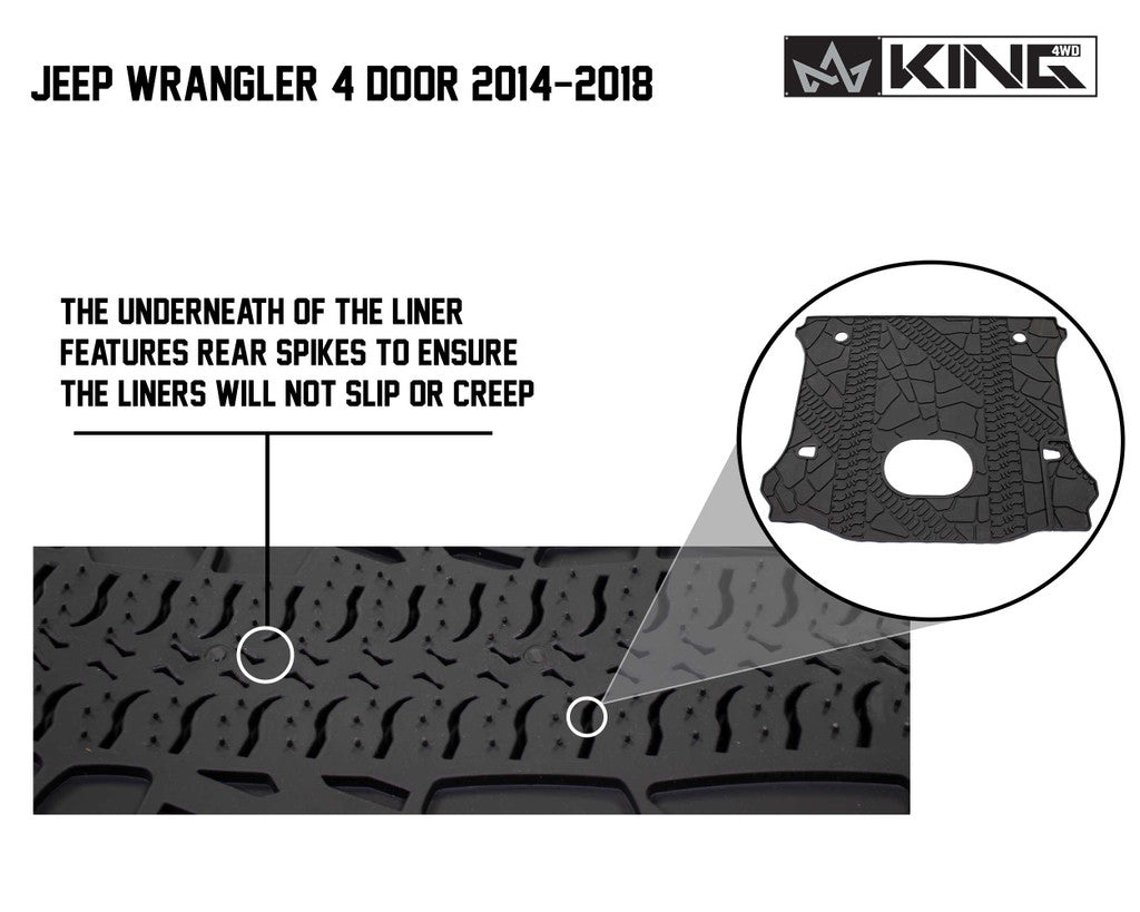 KING 4WD | Jeep Wrangler Unlimited JK 4 Door 2015-2018 Premium Four-Season Cargo Liner With Sub Woofer Cut Out (28020501)