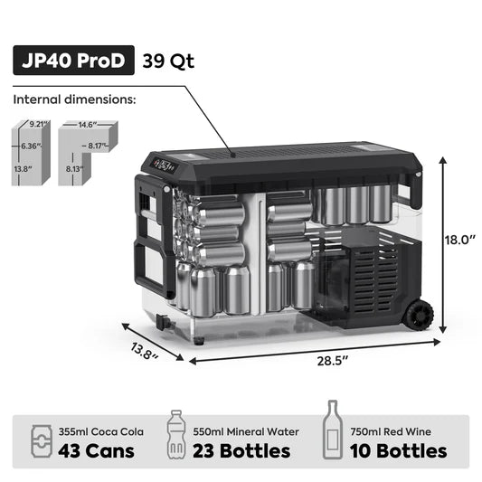 ICECO | JP Pro Series 40/51QT Dual Zone Wheeled Car Fridge With Cover-Silver