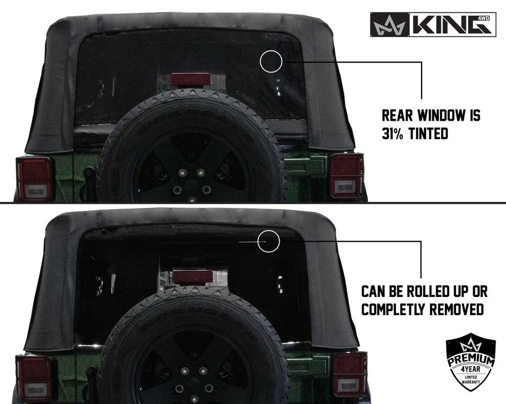 KING 4WD | Jeep Wrangler JK 2 Door 2007-2009 Premium Replacement Soft Top Black Diamond With Tinted Windows (14010335)