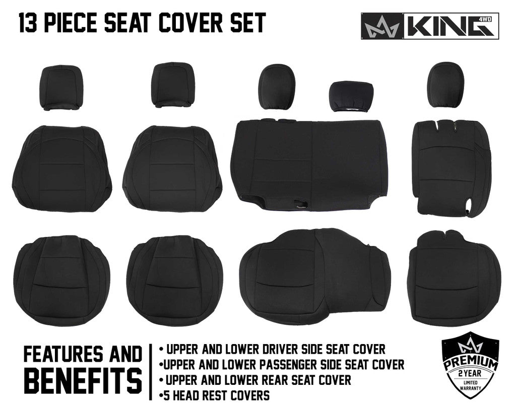 KING 4WD | Jeep Wrangler Unlimited JL 4 Door 2018-2019 Neoprene Seat Covers Black (11010801)