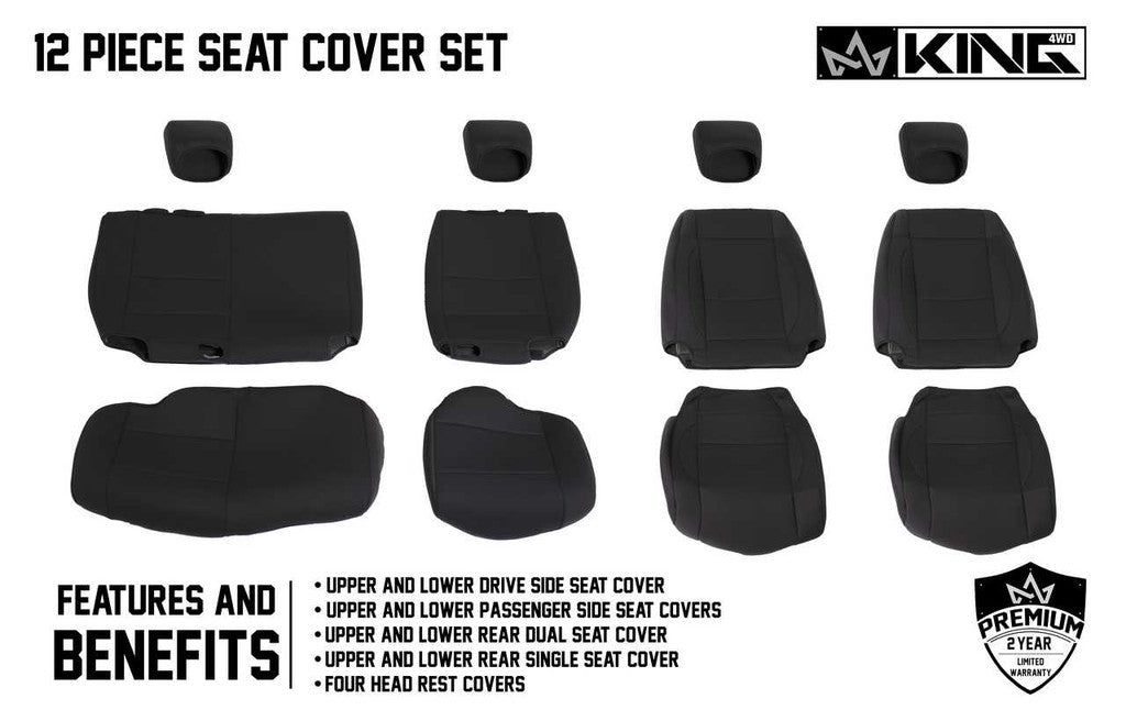 KING 4WD | Jeep Wrangler Unlimited JK 4 Door 2013-2018 Premium Neoprene Seat Cover (11010201)