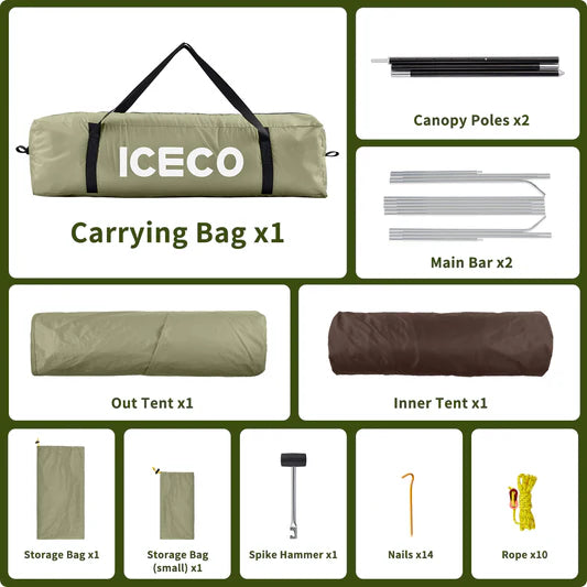 ICECO | 4 Person Double Layer Camping Tent