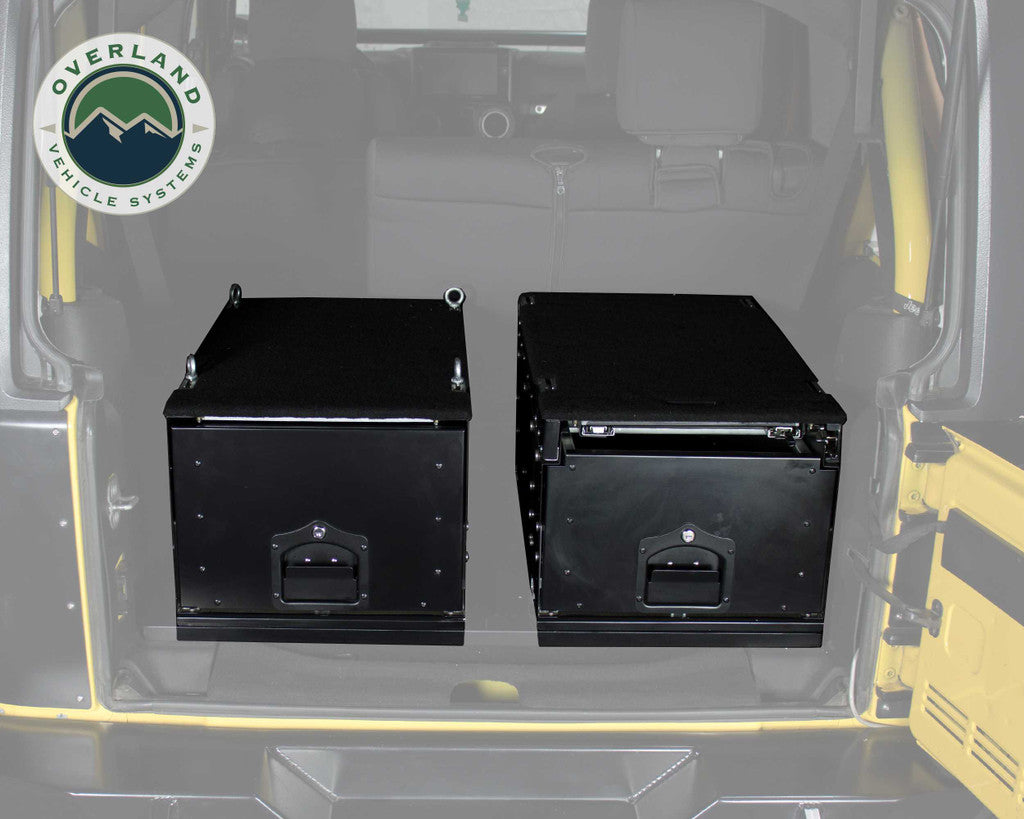 OVERLAND VEHICLE SYSTEMS | Cargo Box With Slide Out Drawer Size Black Powder Coat Universal (21010301)