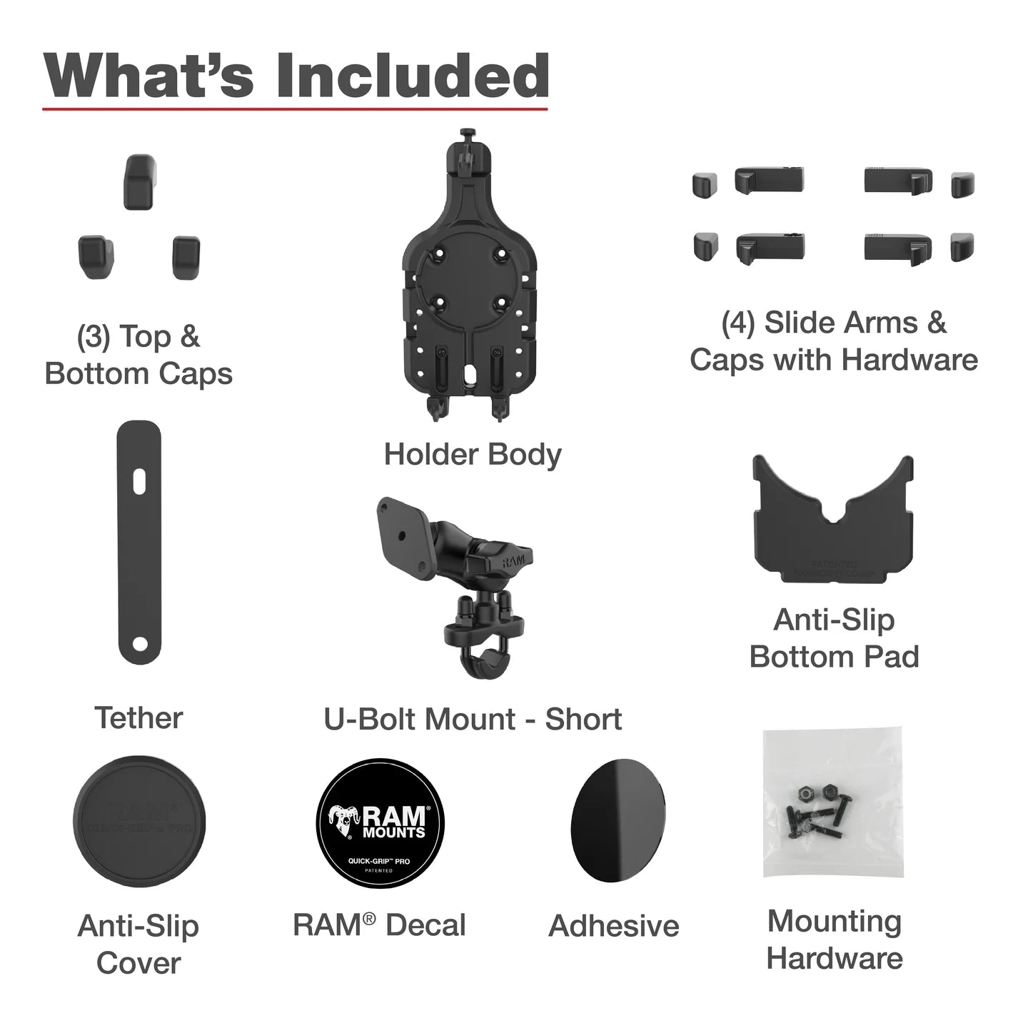 RAM MOUNTS | RAM Quick-Grip Pro Phone Mount with Handlebar U-Bolt Base - Short