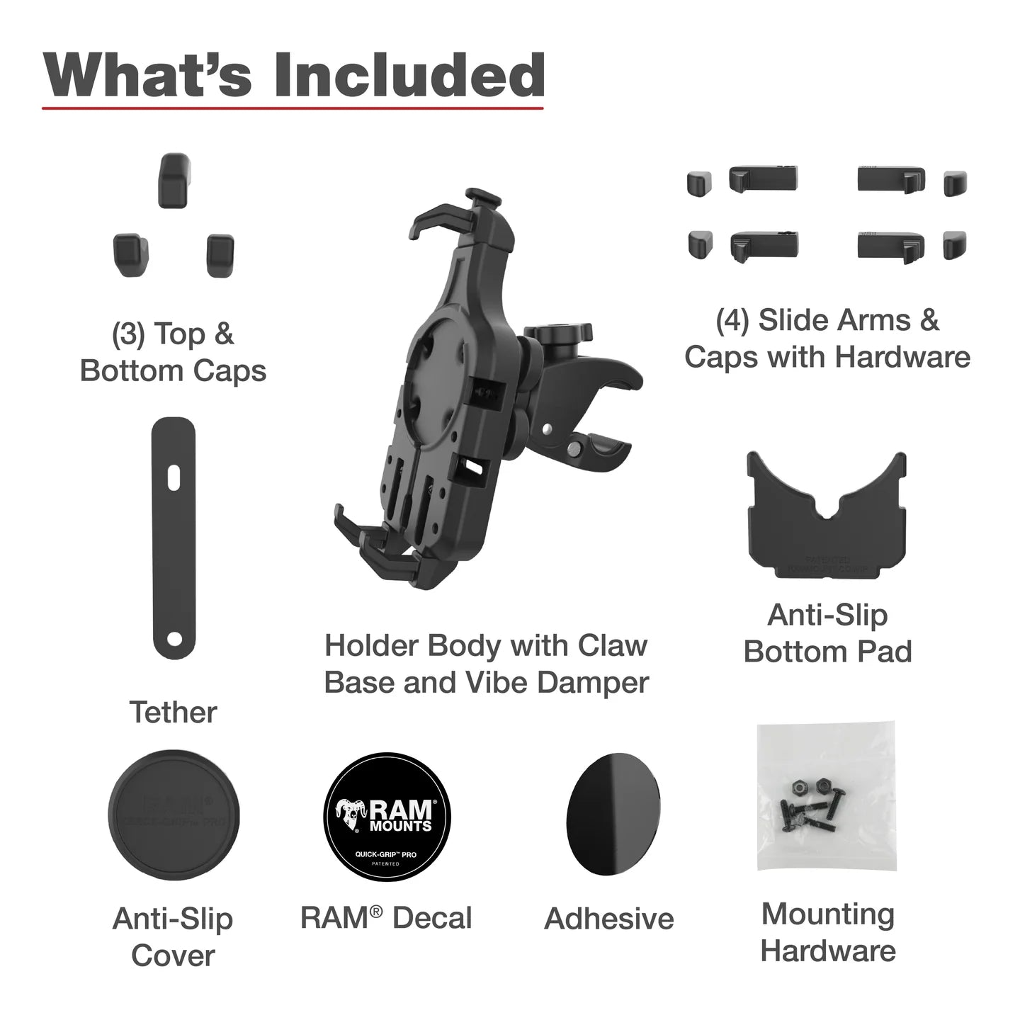 RAM MOUNTS | RAM Quick-Grip Pro Vibration Damping Phone Mount with Tough-Claw