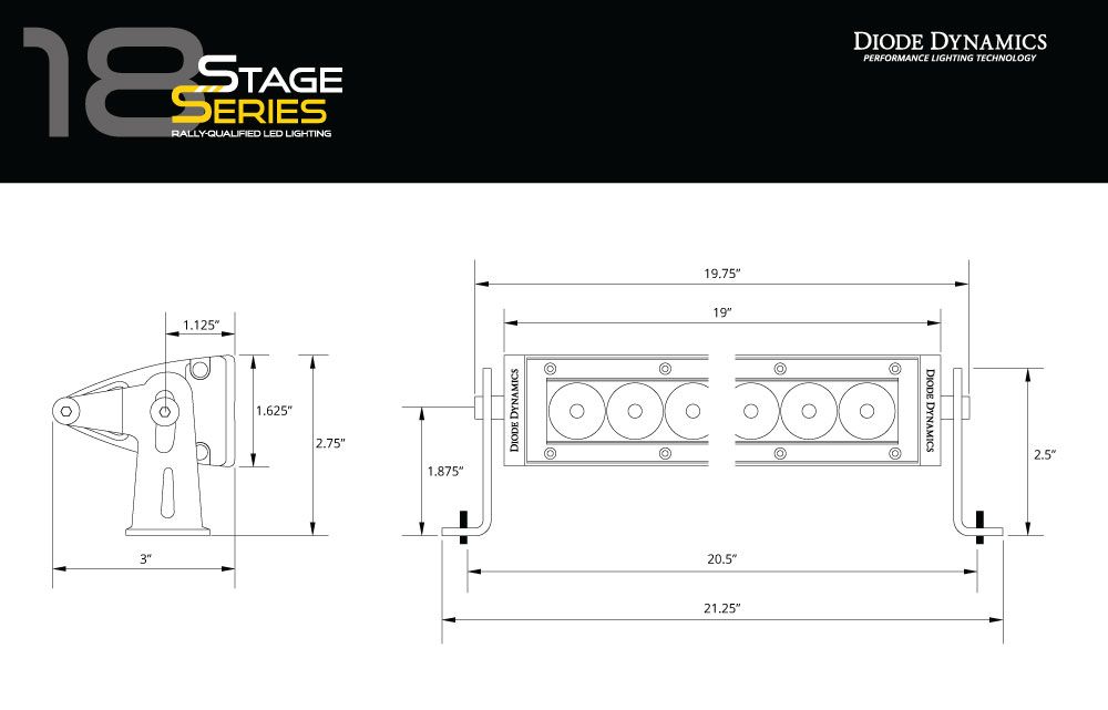 DIODE DYNAMICS | Stage Series 18" White Light Bar