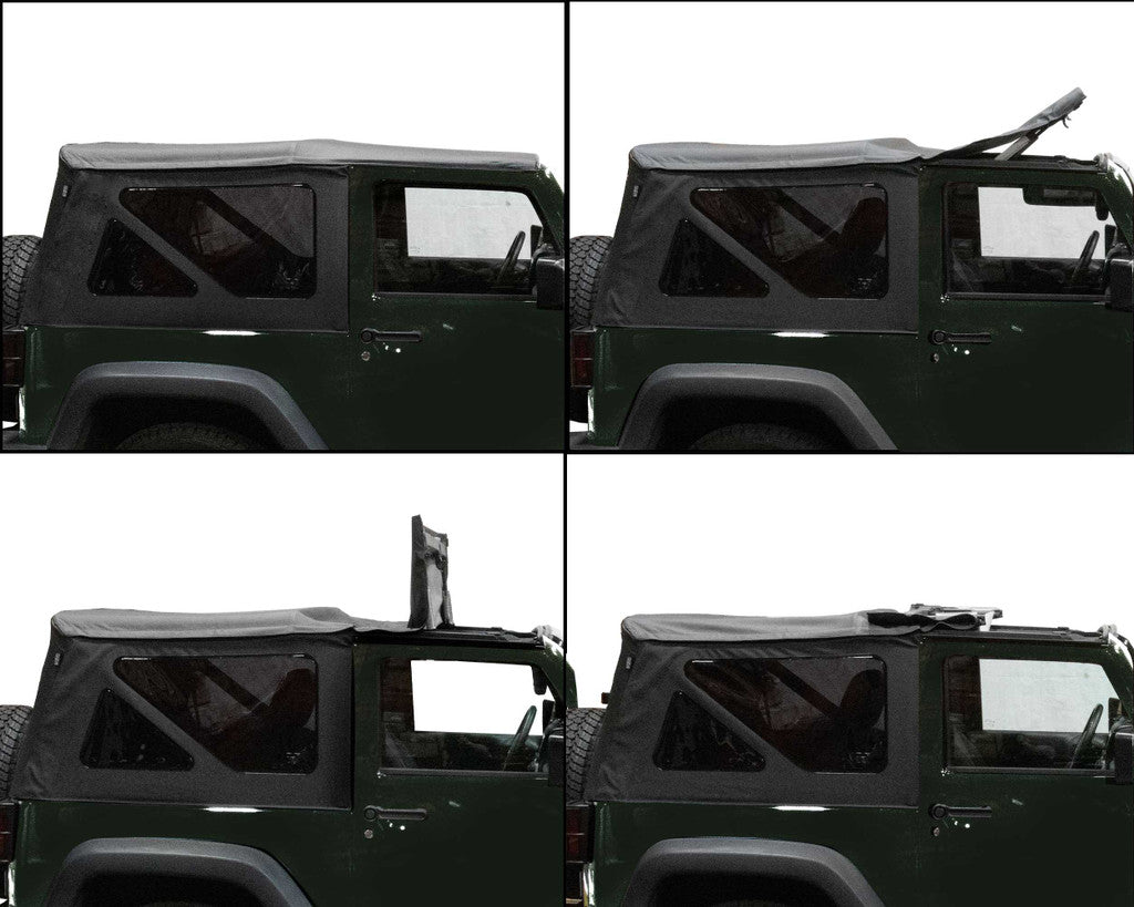 KING 4WD | Jeep Wrangler JK 2 Door 2007-2009 Premium Replacement Soft Top Black Diamond With Tinted Windows (14010335)