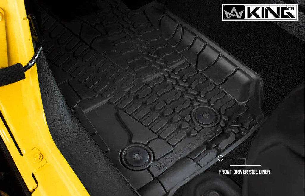 KING 4WD | Jeep Wrangler Unlimited JKU 4 Door 2014-2018 Premium Four-Season Floor Liners Front and Rear Passenger Area (28010501)