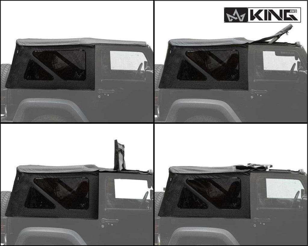 KING 4WD | Jeep Wrangler JK 2 Door 2010-2018 Premium Replacement Soft Top, Black Diamond With Tinted Windows (14010535)