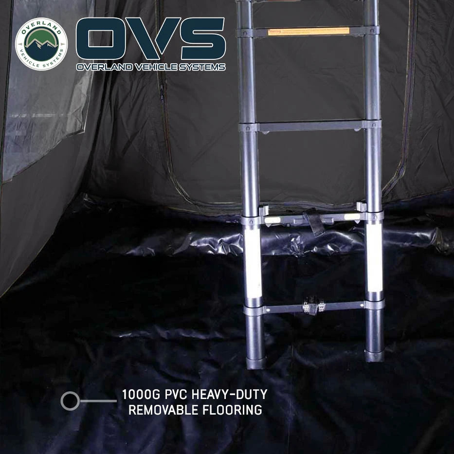 OVERLAND VEHICLE SYSTEMS | HD Nomadic 3 White Annex Room Enclosure With Grey Fabric and PVC Flooring and Mesh Screen Doors (18039826)
