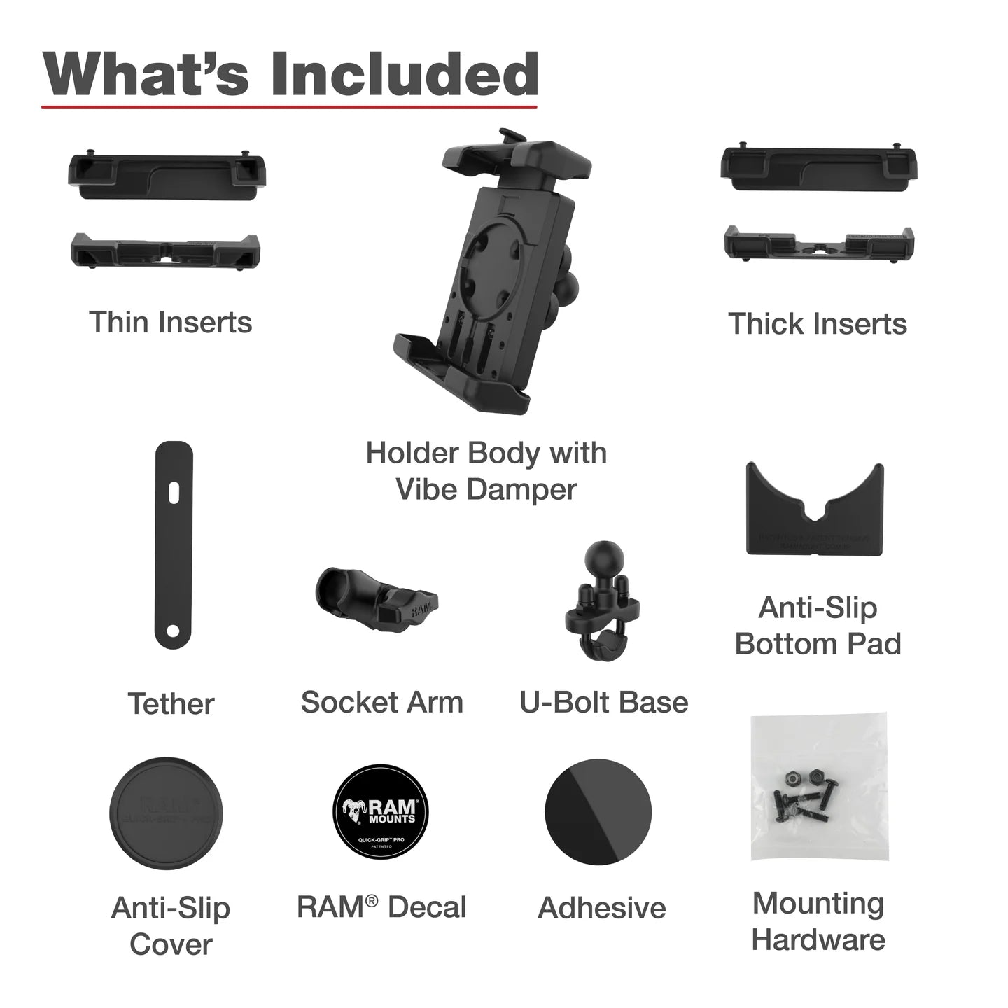 RAM MOUNTS | RAM Quick-Grip Pro XL Vibration Damping Phone Mount with U-Bolt Base