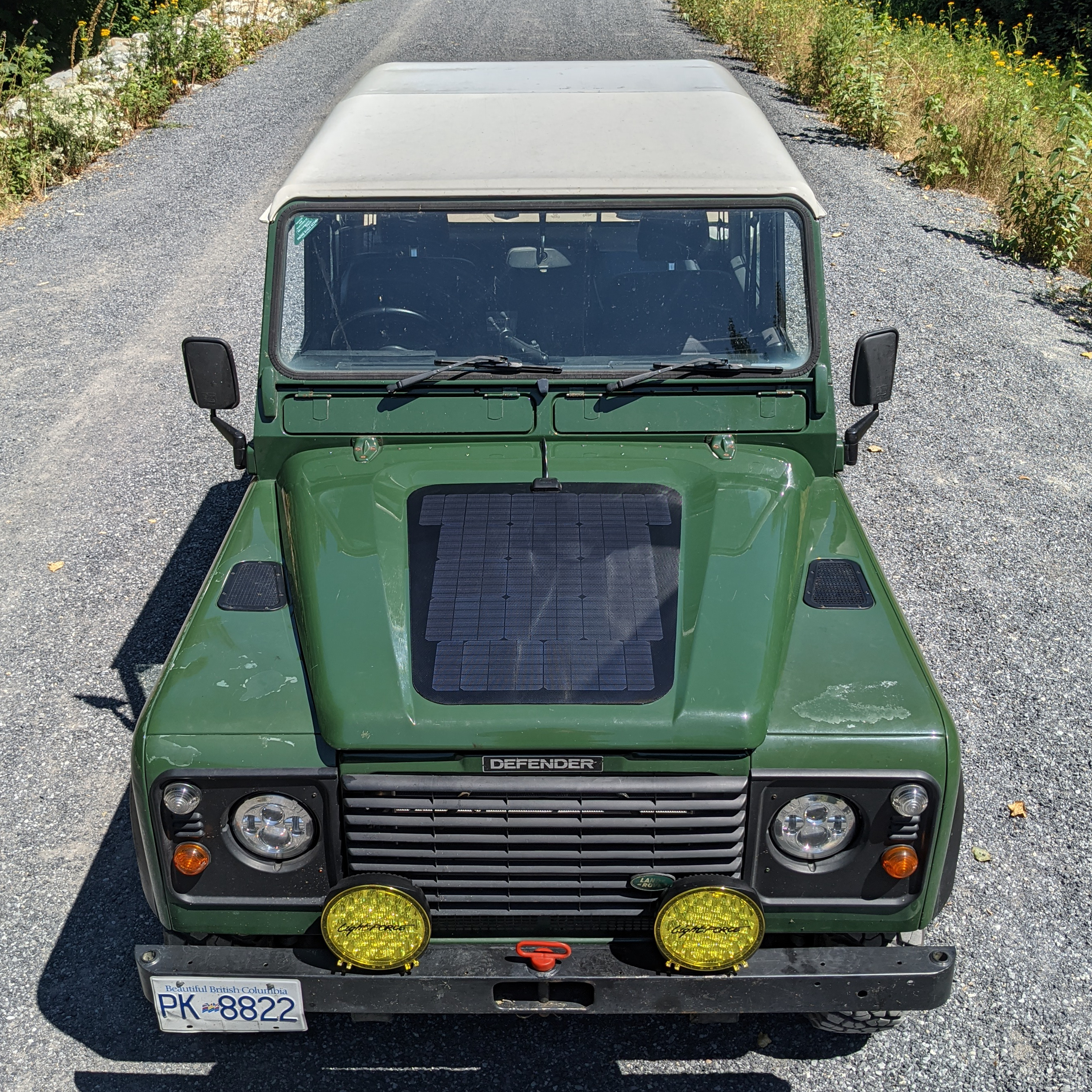 landrover defender 1983-2006 bonnet solar panel system