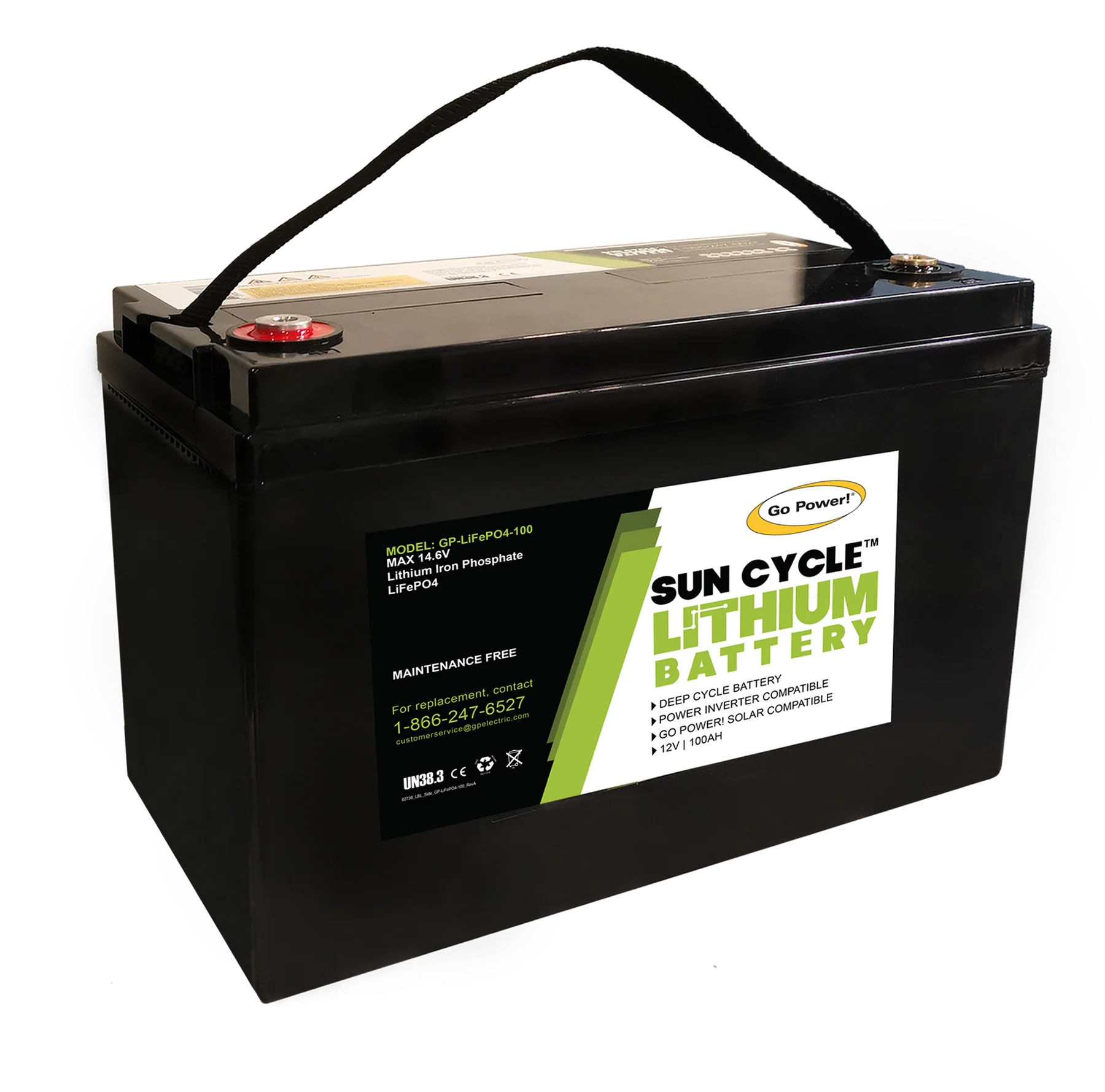 ZAMP SOLAR | Go Power 100Ah Lithium Iron Phosphate Solar Battery (UN38.3)