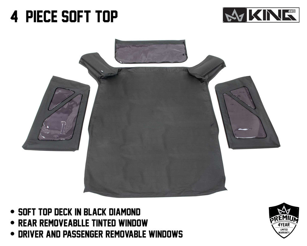 KING 4WD | Jeep Wrangler JK 2 Door 2007-2009 Premium Replacement Soft Top Black Diamond With Tinted Windows (14010335)