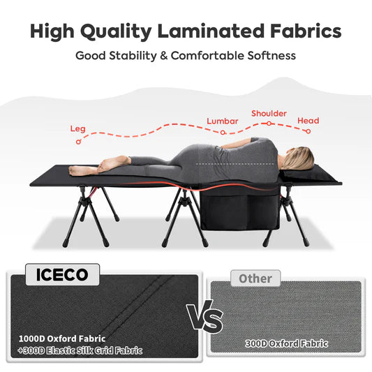 ICECO | Portable Camping Cot for Adults With Camping Blanket