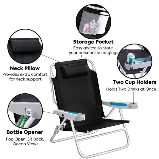 ICECO | BC75 Extra-Wide Backpack Beach Chair