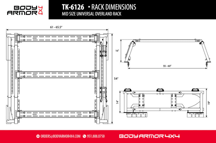 BODY ARMOR 4X4 | Mid Size Universal Overland Rack (TK-6126)