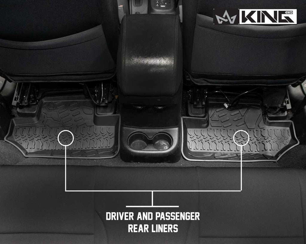 KING 4WD | Jeep Wrangler JK 2 Door 2014-2018 Premium Four-Season Floor Liners Front and Rear Passenger Area (28010401)