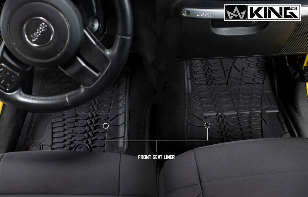 KING 4WD | Jeep Wrangler Unlimited JKU 4 Door 2014-2018 Premium Four-Season Floor Liners Front and Rear Passenger Area (28010501)