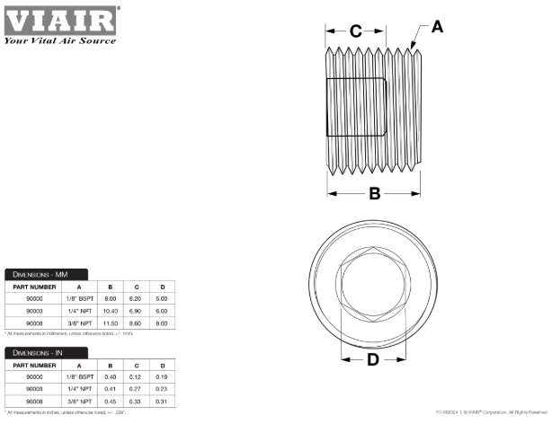 VIAIR | Tank & Manifold Plug / Bung Kits