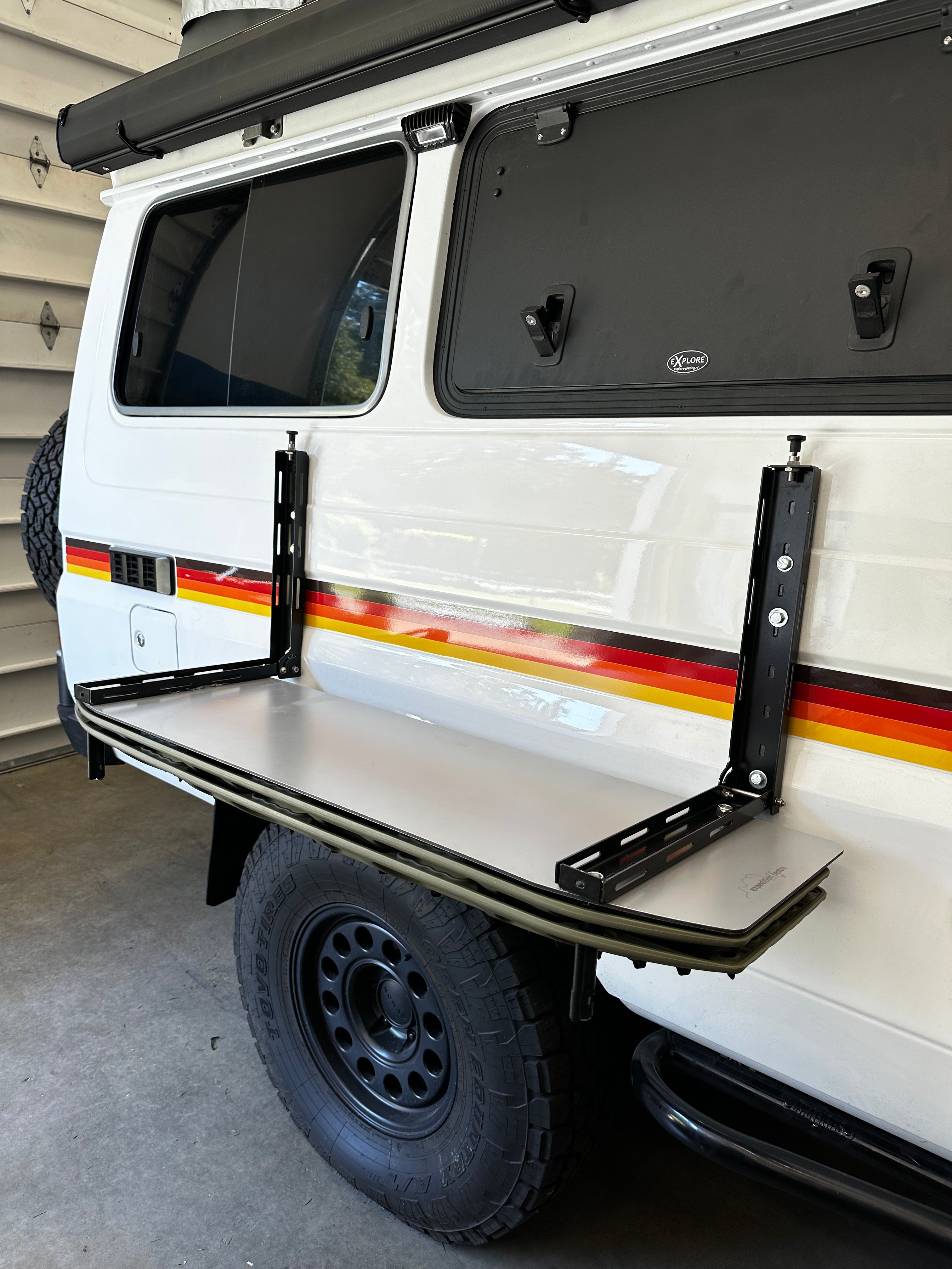 EXPEDITION CENTRE | Land Cruiser Troopcarrier 75/78 Series Mulgo Recovery Traction Board Mount - Dropdown Table | (In Stock - Ships Same Day)