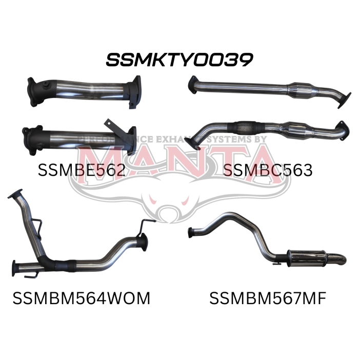 MANTA EXHAUSTS | VDJ200 4.5L V8 Turbo Back With Cats, 2.5in Dual Into 3in Single, Stainless Steel (SSMKTY0039)