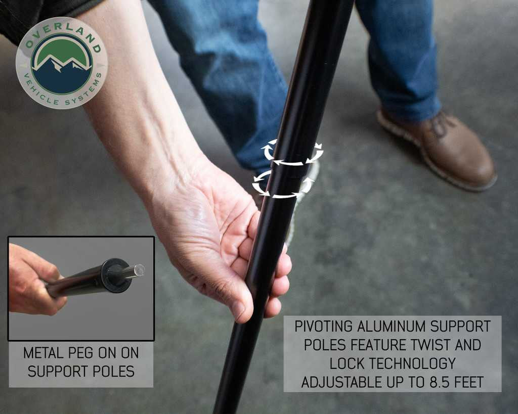 OVERLAND VEHICLE SYSTEMS | Nomadic 270, 180 & 270LT Awning Pole With Ball Feet and Metal Peg Mount (18179909-W07)