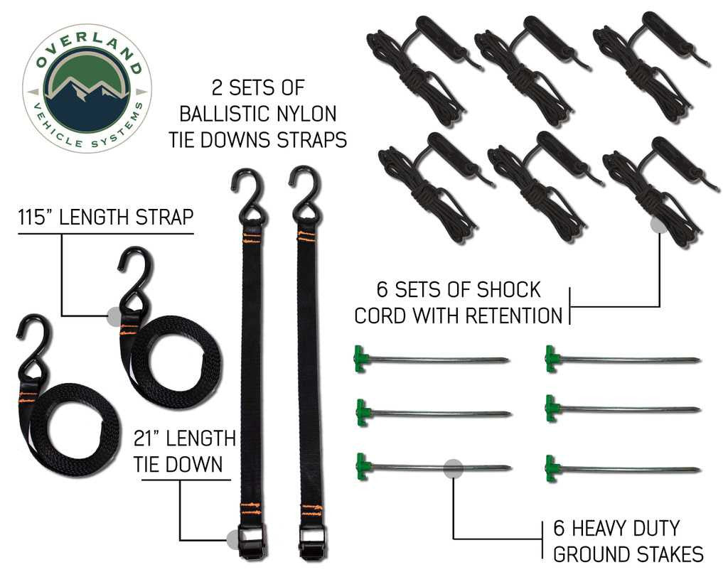 OVERLAND VEHICLE SYSTEMS | Nomadic 270, 180 & 270 LT Awning Rope, Straps & Stake Kit (18169909-W02)