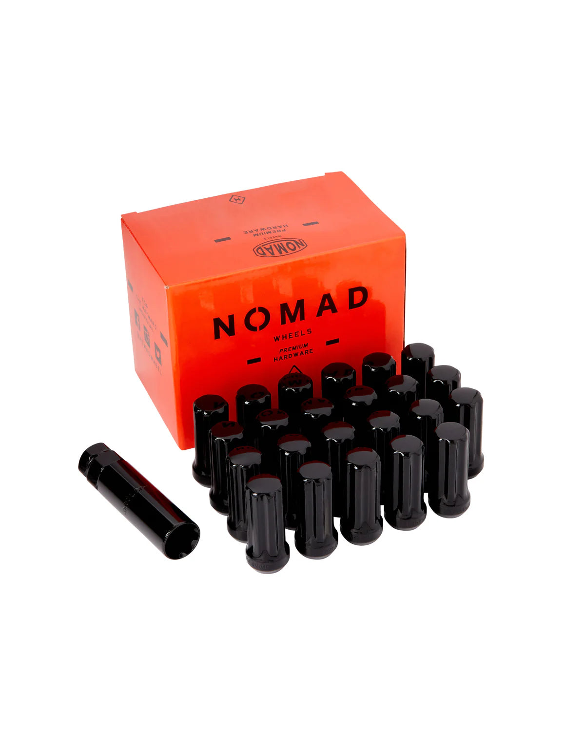 NOMAD WHEELS | 14x1.5 Duplex Black Spline 23 Lug Kit No Valve Stems (N-L73809N-LBKA-23NV-JEEP)