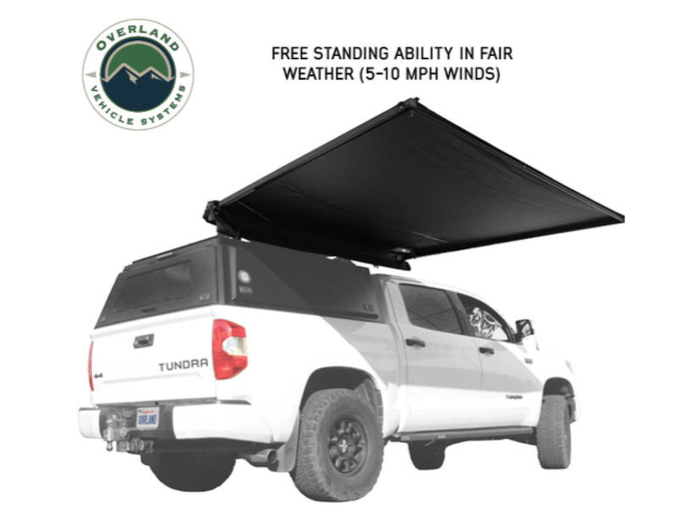 OVERLAND VEHICLE SYSTEMS | XD Nomadic 2.0 - 6.5' Awning  W/ Lights Black Out Black Fabric & Travel Cover Universal (19690011)