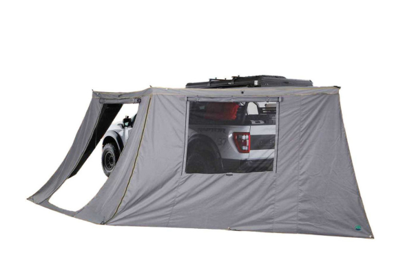 OVERLAND VEHICLE SYSTEMS | HD Nomadic 180 Degree Awning Side Wall with Window Dark Gray With Storage Bag (18159910)
