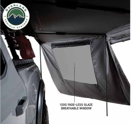 OVERLAND VEHICLE SYSTEMS | HD Nomadic 180 Degree Awning Side Wall with Window Dark Gray With Storage Bag (18159910)