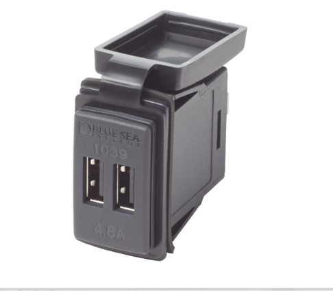 BLUE SEA SYSTEMS | 12/24V Dual USB 4.8A Chargers Switch Mount (1039)